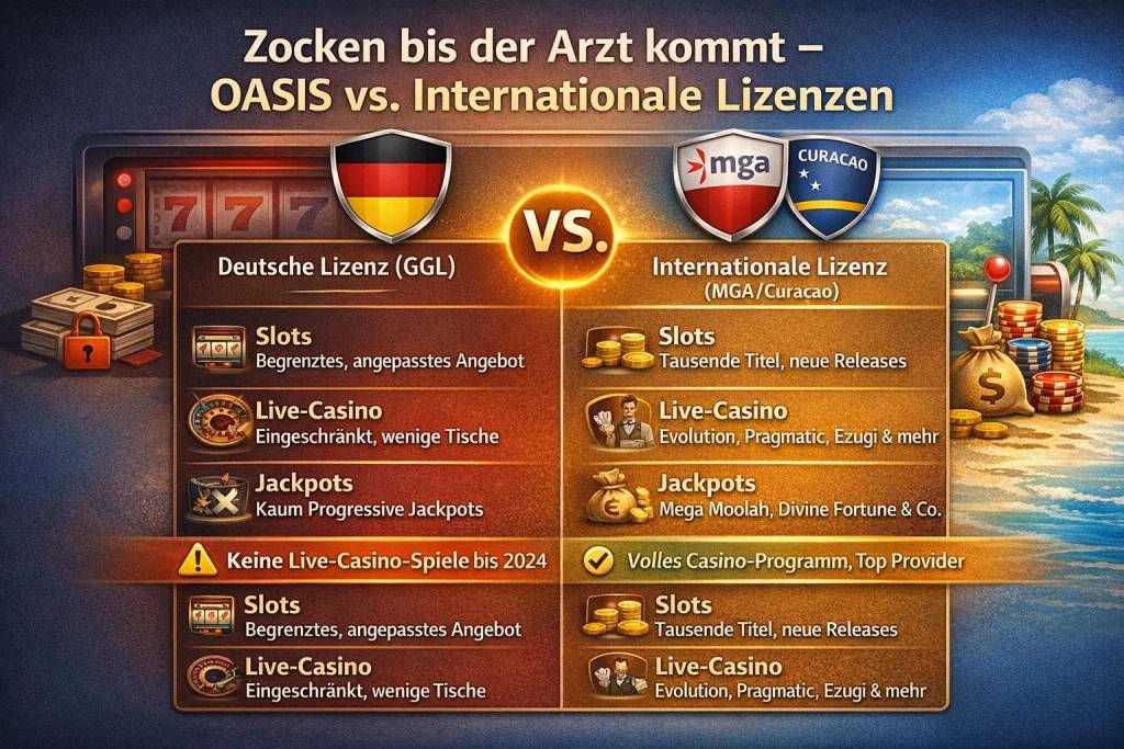 Zocken bis der Arzt kommt OASIS VS. Internationale Lizenzen