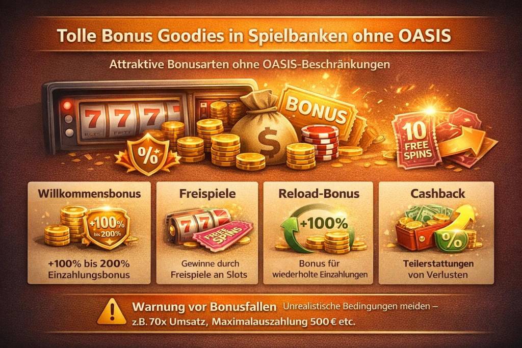 Tolle Bonus Goodies in Spielbanken ohne OASIS